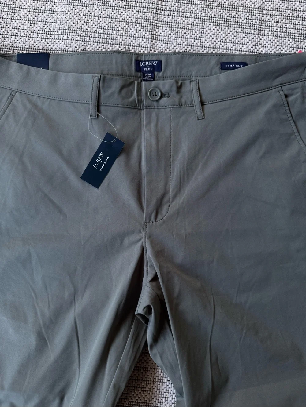 NWT J. Crew Grey GreenFlex Slim Tech Pants Mens Size 34x30